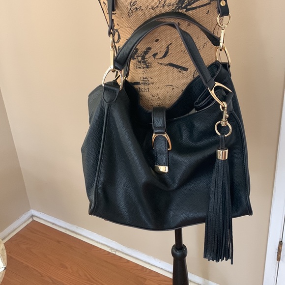 Gilli Bags Large Black Gili Leather Tassel Bag Poshmark